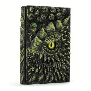 Green Dragon Eye Journal – 3D Resin Fantasy Notebook with Textured Cover